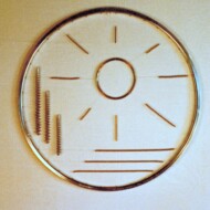 This is a bicycle rim hung with various kinds of chips from the machine shops. I loved this piece and was sorry when it was ruined in a move. Artwork