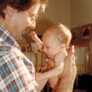 First day home. Fred's birth was uncomplicated. Dad and Fred 8-25-82