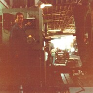 Almost all the machines in this shop were from Eastern Europe. Most of the horizontal boring mills were Varnsdorfs, made in Czechoslovakia (when that existed). Dad at the big Varnsdorf at Allied Engineering