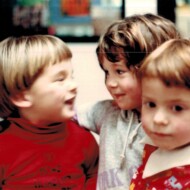 Mary directed the child care center at Golden Gate University in those days and Fred got to be in it. Here he is surrounded by female admirers. Fred at Golden Gate child care center Dec 1984