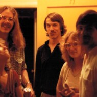 The two male friends on the side worked in Building 77, the machine shop at the Berkeley Rad Lab above the Cal campus, where I worked for a while. The friend in the center worked at Allied. Photo taken outside my apartment door on McKinley Avenue in Oakland. Machine shop friends