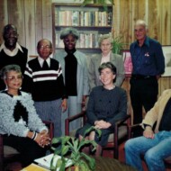 Margot Nicolaus ("Oma") worked with a group of other seniors putting on progressive TV programming on KDOL-TV. Oma w senior TV crew KDOL Oakland 12-16-86
