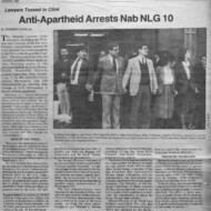 Dad in photo third from left, blockading entrance to Federal Building in San Francisco as part of an anti-apartheid demonstration in January 1985. Dad and several others spent some hours in the federal lockup in the building but were then released without charges. anti-apartheid-demo