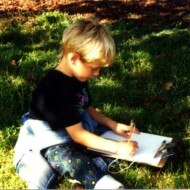 Fred writing, probably 1985 Fred writing